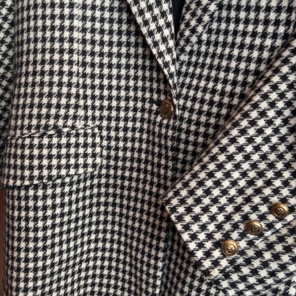 Vintage 80's/90's Made In USA Wool Houndstooth Womens Blazer - Picture 6 of 8